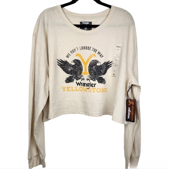 Wrangler Yellowstone Crop Top Long Sleeve Tee T-shirt Size XXL - Picture 1 of 13